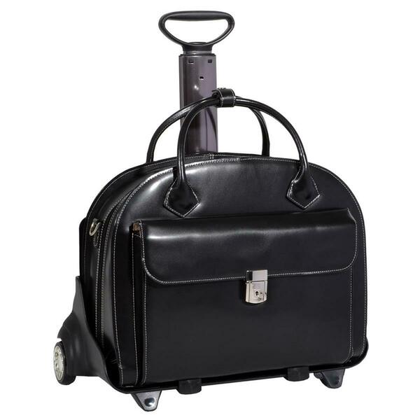 Mckleinusa Glen Ellyn W Series Leather Detachable-Wheeled Ladies Case with Removable Sleeve - Black 94365